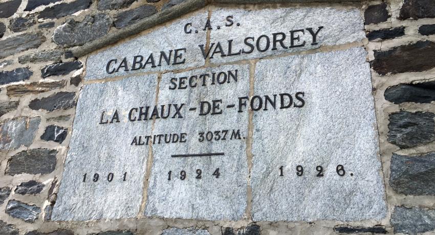 Plaque Cabane de Valsorey